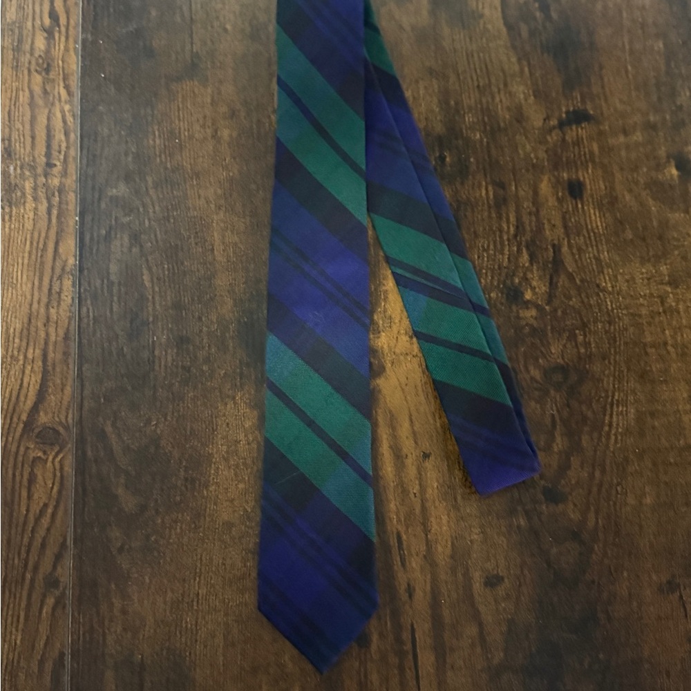 J. Crew Green and Blue Diagonal Striped Tie